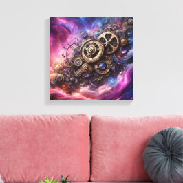 Steampunk Industrial Clockwork Lila and Rosa Canvastryck