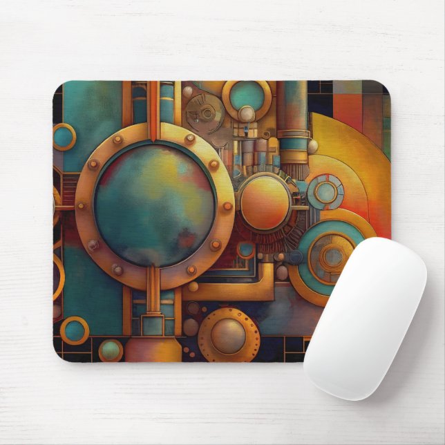 Steampunk Industrial Geometry Art Musmatta (Med mus)