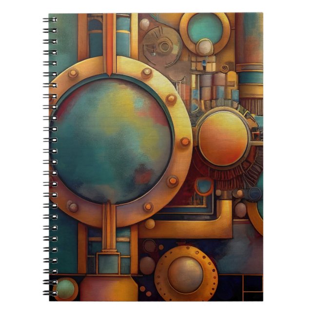 Steampunk industriell geometrisk konst anteckningsbok (Framsidan)