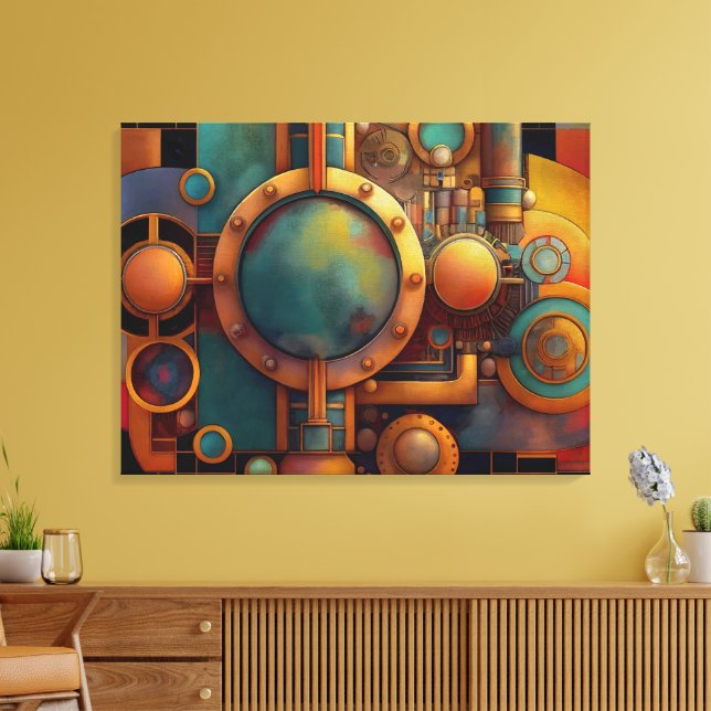 Steampunk industriell geometrisk konst canvastryck (Insitu (Vardagsrum))