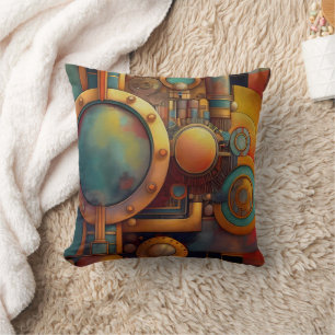 Steampunk industriell geometrisk konst kudde