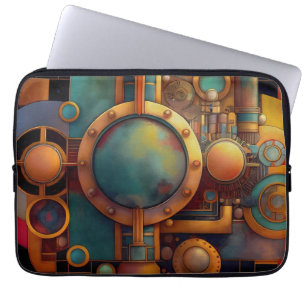 Steampunk industriell geometrisk konst laptop fodral