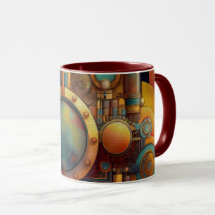 Steampunk industriell geometrisk konst mugg