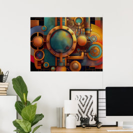 Steampunk industriell geometrisk konst poster