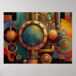 Steampunk industriell geometrisk konst poster