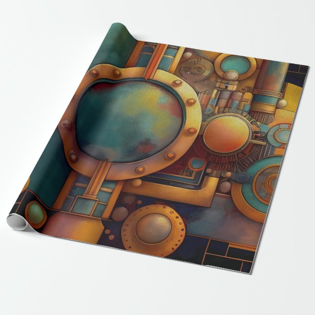 Steampunk industriell geometrisk konst presentpapper (Utrullad)