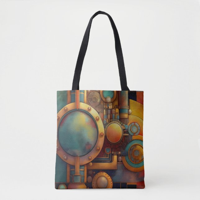 Steampunk industriell geometrisk konst tygkasse (Framsida)