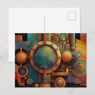 Steampunk industriell geometrisk konst vykort