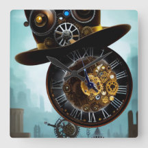 Steampunk industriell hattväxlar klocka Väggklocka