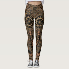 Steampunk industriellt vintageurverk leggings