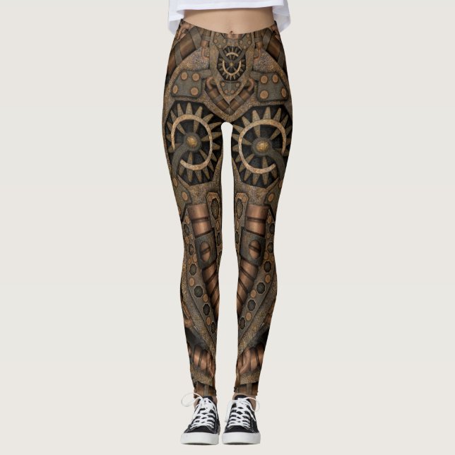 Steampunk industriellt vintageurverk leggings (Framsida)