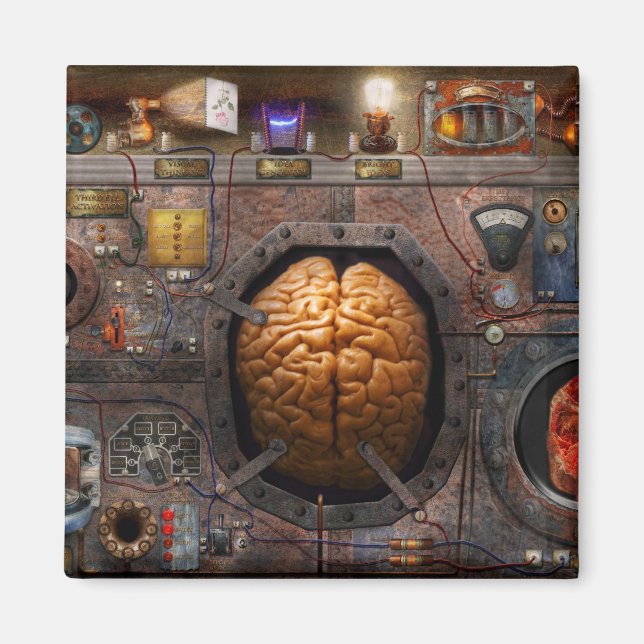 Steampunk - informationsöverbelastning magnet (Framsidan)