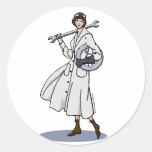 Steampunk Ingenjör Runt Klistermärke
