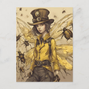 Steampunk Insekt Dam Vykort