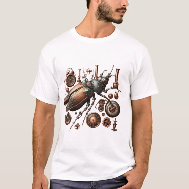 Steampunk Insekter design T-shirt (Framsida)