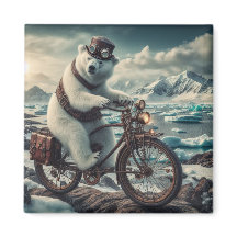 Steampunk isbjörn som kör cykel magnet