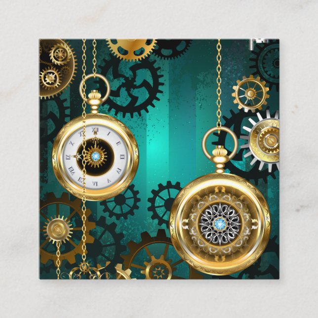 Steampunk Jewelry Watch on a Grönt Background (Framsida)