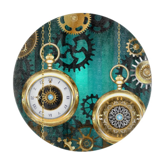 Steampunk Jewelry Watch on a Grönt Background (Framsidan)