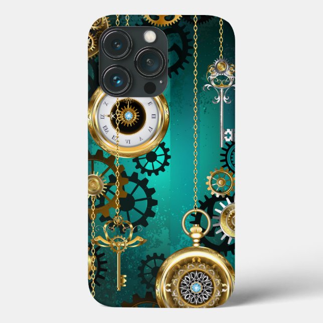Steampunk Jewelry Watch on a Grönt Background (Baksida)