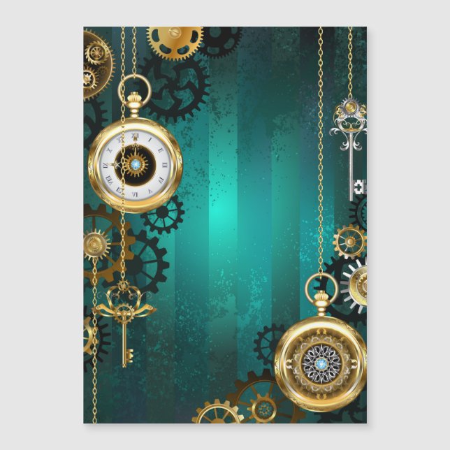 Steampunk Jewelry Watch on a Grönt Background (Framsida)
