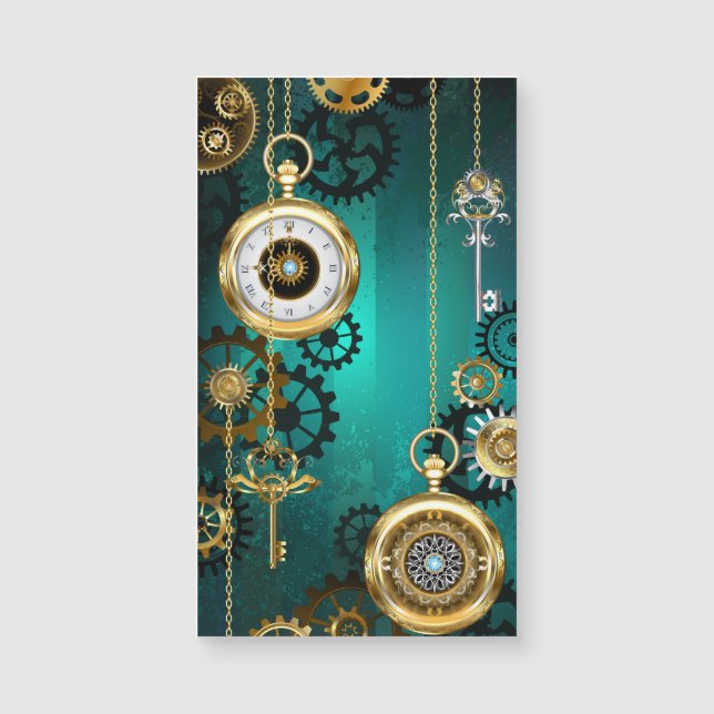 Steampunk Jewelry Watch on a Grönt Background (Framsida)
