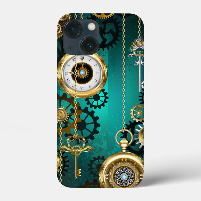 Steampunk Jewelry Watch on a Grönt Background (Baksida)
