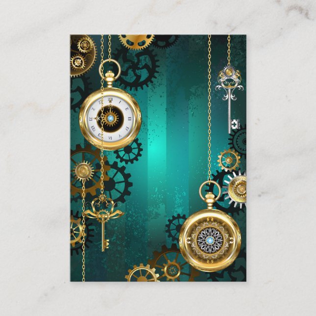 Steampunk Jewelry Watch on a Grönt Background (Framsida)