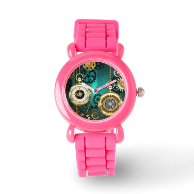 Steampunk Jewelry Watch on a Grönt Background Armbandsur (Framsida)