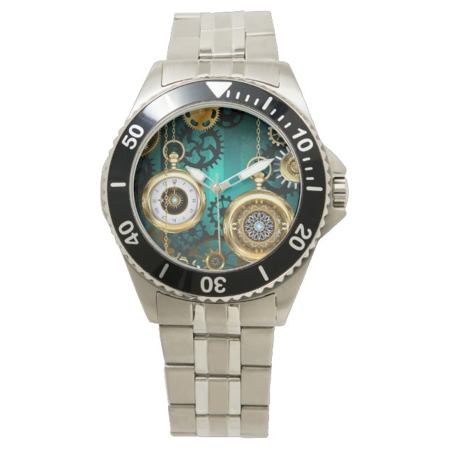 Steampunk Jewelry Watch on a Grönt Background Armbandsur (Framsida)