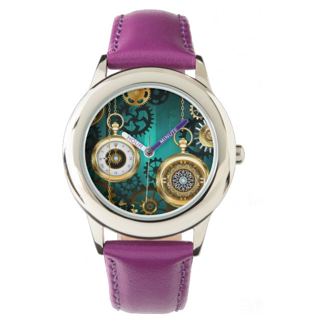 Steampunk Jewelry Watch on a Grönt Background Armbandsur (Framsida)