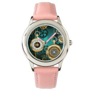 Steampunk Jewelry Watch on a Grönt Background Armbandsur