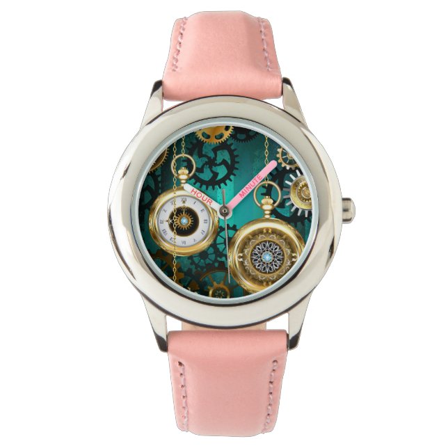 Steampunk Jewelry Watch on a Grönt Background Armbandsur (Framsida)