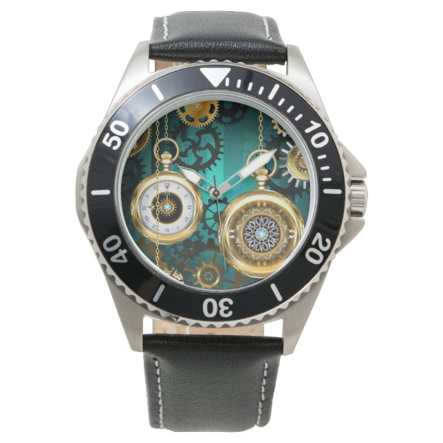 Steampunk Jewelry Watch on a Grönt Background Armbandsur (Framsida)