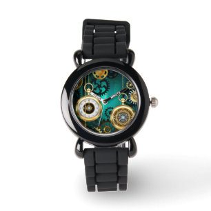 Steampunk Jewelry Watch on a Grönt Background Armbandsur