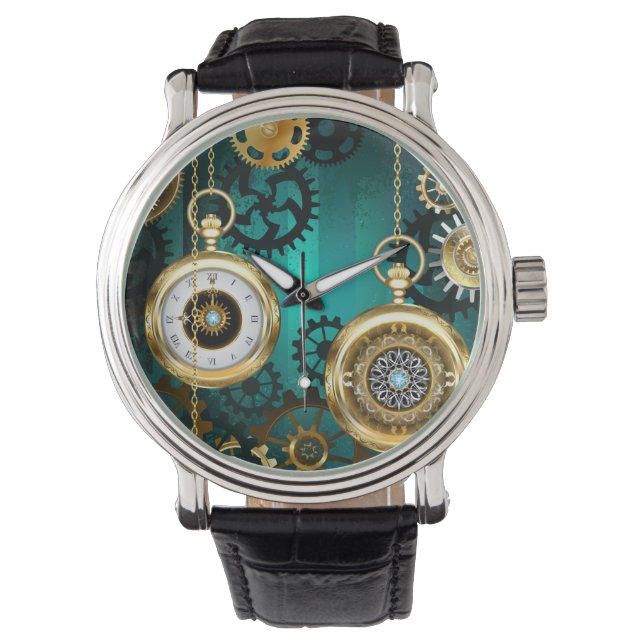 Steampunk Jewelry Watch on a Grönt Background Armbandsur (Framsida)