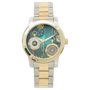 Steampunk Jewelry Watch on a Grönt Background Armbandsur