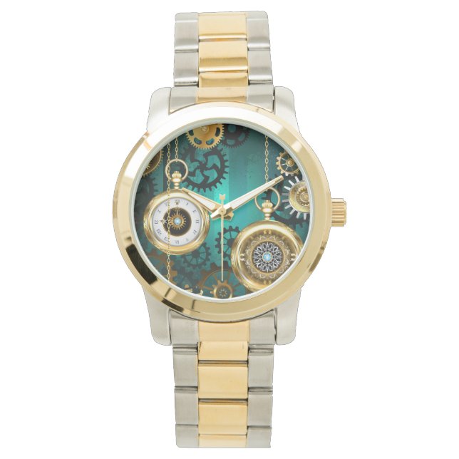Steampunk Jewelry Watch on a Grönt Background Armbandsur (Framsida)
