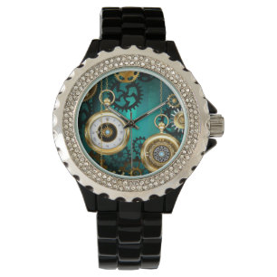 Steampunk Jewelry Watch on a Grönt Background Armbandsur