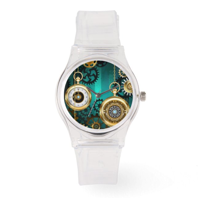 Steampunk Jewelry Watch on a Grönt Background Armbandsur (Framsida)