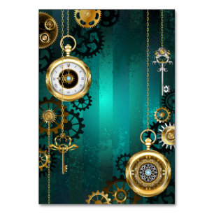 Steampunk Jewelry Watch on a Grönt Background Bordsnummer