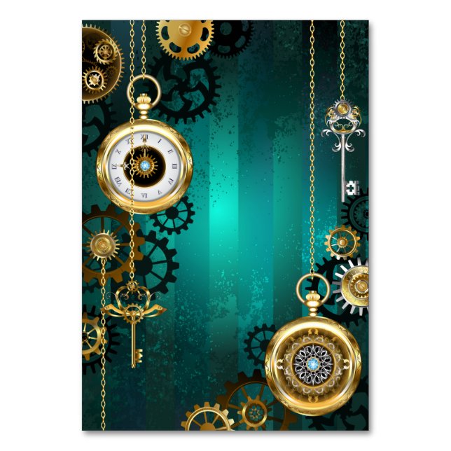 Steampunk Jewelry Watch on a Grönt Background Bordsnummer (Framsidan)