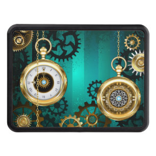 Steampunk Jewelry Watch on a Grönt Background Dragkroksskydd