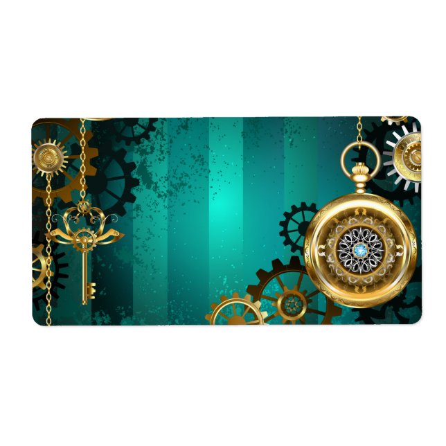 Steampunk Jewelry Watch on a Grönt Background Fraktsedel (Framsidan)