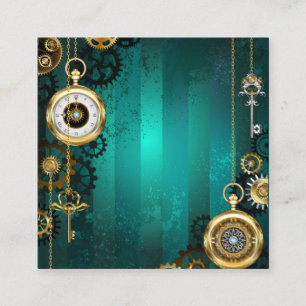 Steampunk Jewelry Watch on a Grönt Background Fyrkantigt Visitkort