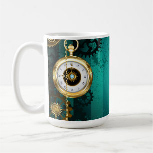 Steampunk Jewelry Watch on a Grönt Background Kaffemugg