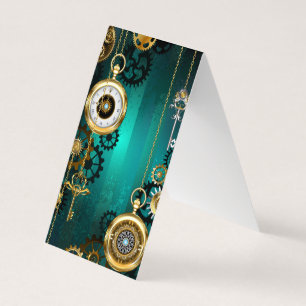 Steampunk Jewelry Watch on a Grönt Background Kort