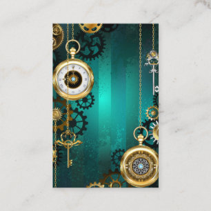 Steampunk Jewelry Watch on a Grönt Background Lojalitetskort