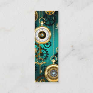 Steampunk Jewelry Watch on a Grönt Background Lojalitetskort