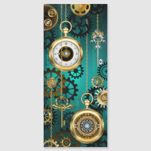 Steampunk Jewelry Watch on a Grönt Background Magnetisk Inbjudningskort