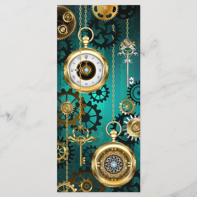 Steampunk Jewelry Watch on a Grönt Background Meny (Framsida)
